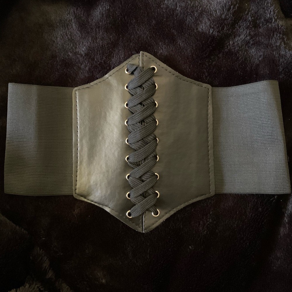 Corset black waist cinching belt